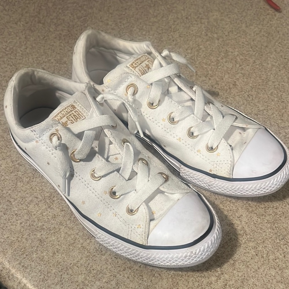 White Converse Sneakers with stars